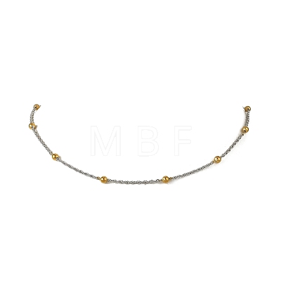 Duo Tone 304 Stainless Steel Round Ball Rope Chain Necklaces NJEW-JN06556-1