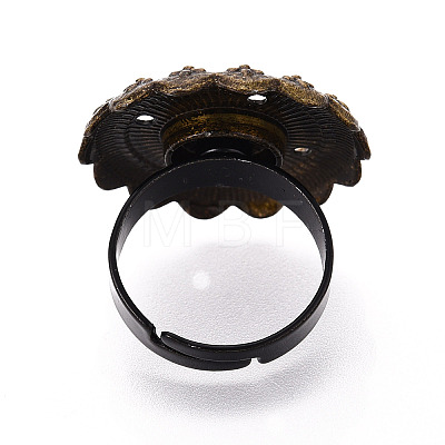 Adjustable Flower Alloy & Iron Bezel Cup Ring Base with Rotatable Tray MAK-T012-06B-1