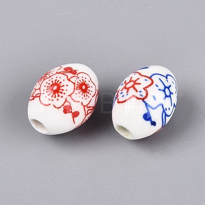 Printed Handmade Porcelain Beads PORC-Q007-13B-1