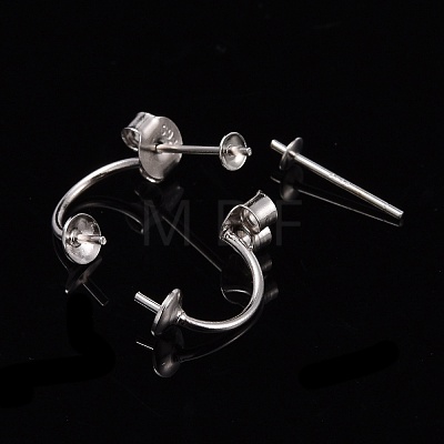 Rhodium Plated 925 Sterling Silver Stud Earring Findings STER-M089-08-1