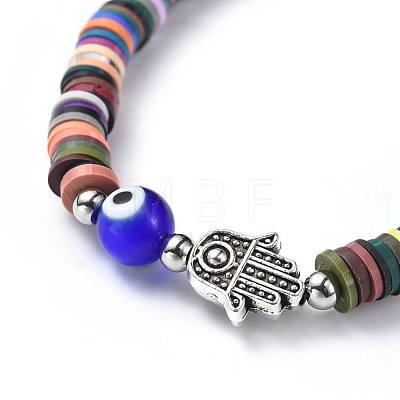 Polymer Clay Heishi Beads Beads Stretch Bracelets BJEW-JB04449-02-1