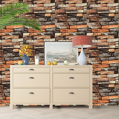 Paper 3D Anticollision Wall Stickers Brick Pattern Stickers DIY-WH0218-37A-1