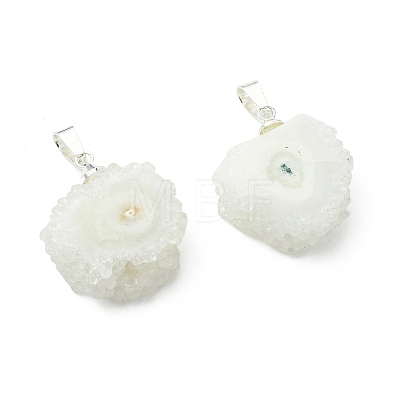 Natural Sunflower Druzy Agate  Pendants PALLOY-JF05396-1