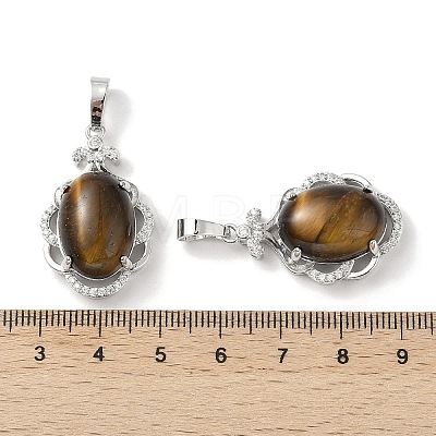 Natural Tiger Eye Oval Pendants G-NH0025-15P-10-1