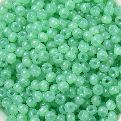 6/0 Imitation Jade Glass Seed Beads SEED-T006-04A-10-1