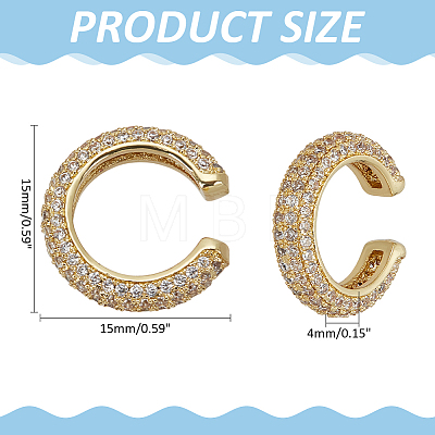 C-Shaped Brass Micro Pave Cubic Zirconia Cuff Earrings EJEW-WH0519-27B-1