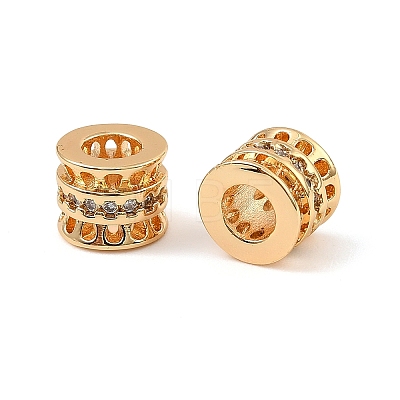Brass Micro Pave Cubic Zirconia Beads KK-C155-21G-1
