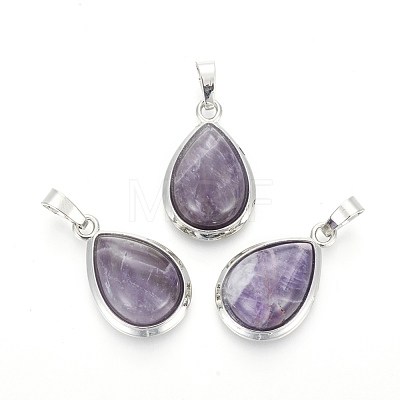 Natural Amethyst Pendants G-L512-C19-1