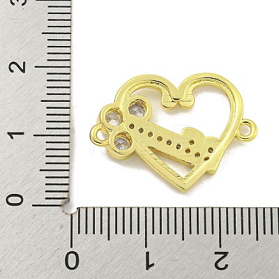 Rack Plating Brass Pave Clear Cubic Zirconia Connector Charms KK-B091-33G-1
