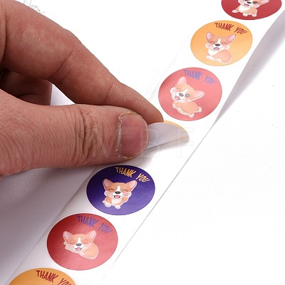 Flat Round Paper Thank You Stickers DIY-C042-12F-1
