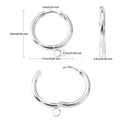 201 Stainless Steel Huggie Hoop Earring Findings STAS-P283-01H-S-1
