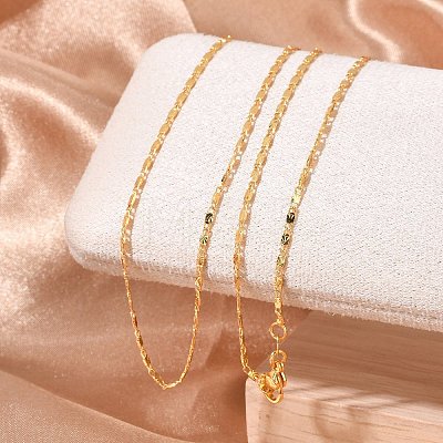 Brass Textured Oval Link Chain Necklaces NJEW-H053-01B-G01-1