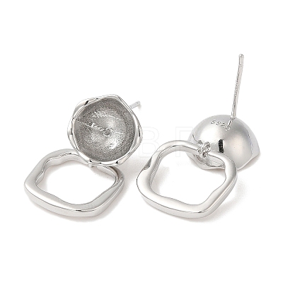 Rhodium Plated 925 Sterling Silver Stud Earring Findings STER-M114-18P-1
