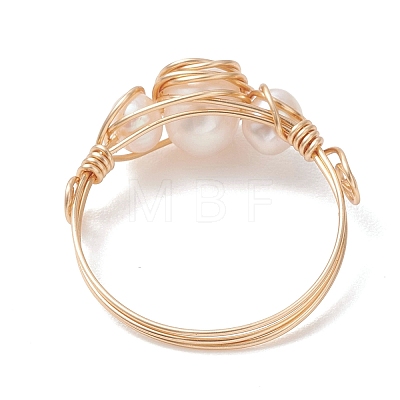 Natural Pearl Finger Rings RJEW-JR00990-1
