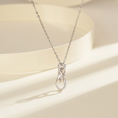 Rhodium Plated 925 Sterling Silver Chinese Knot Pendant Necklaces for Women NJEW-F323-01P-1