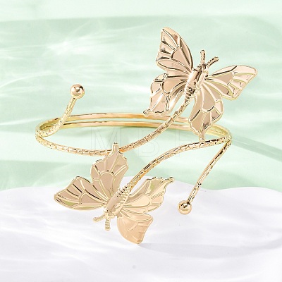 Butterfly Alloy Arm Cuff Bangles for Girl Women AJEW-A063-01H-G-1