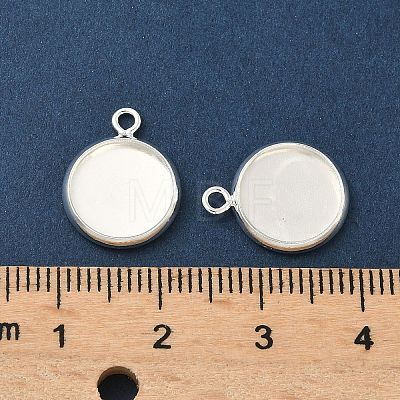 Flat Round Brass Pendant Cabochon Settings KK-K414-14C-S-1