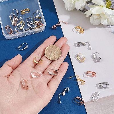 Unicraftale 32Pcs 4 Colors 304 Surgical Stainless Steel Clip-on Earring Findings FIND-UN0001-33-1