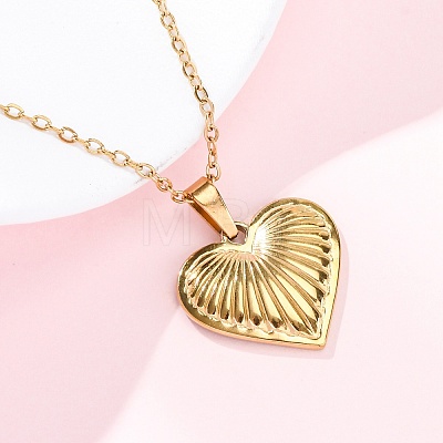 Heart 304 Stainless Steel Pendant Necklaces NJEW-H059-18G-1