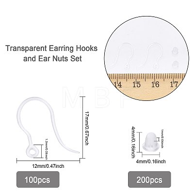 100Pcs Transparent Resin Earring Hooks RESI-CA0001-49-1