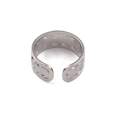 304 Stainless Steel Heart Wrap Open Cuff Ring for Women RJEW-G285-06P-1