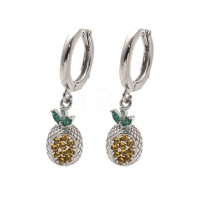 Brass Cubic Zirconia Hoop Earrings EJEW-Q015-02P-A-1