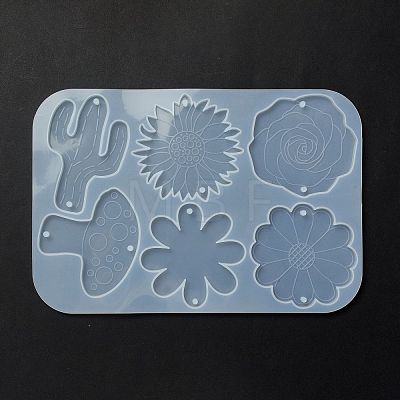 Cactus & Mushroom & Flower Connector Charms Silicone Molds DIY-L065-02-1