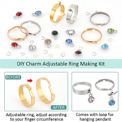  DIY Charm Adjustable Ring Making Kit STAS-NB0001-87-1