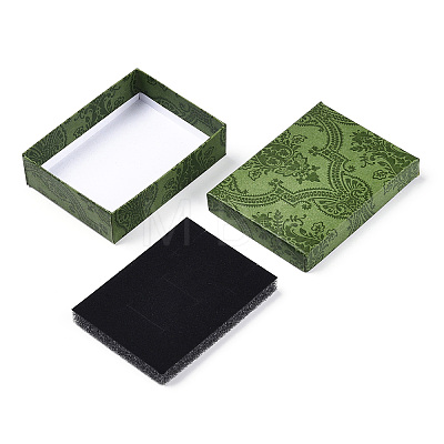 Flower Printed Cardboard Jewelry Boxes X-CBOX-T006-08C-1