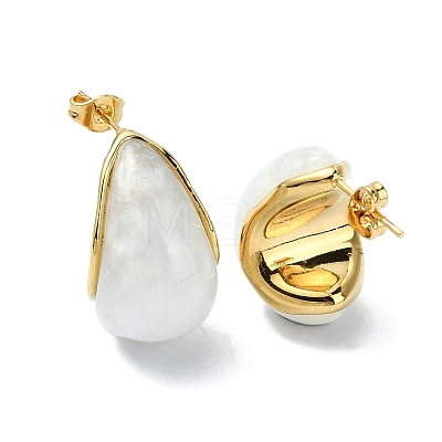 Ion Plating(IP) Golden 304 Stainless Steel Teardrop Stud Earrings X-EJEW-G375-17G-01-1