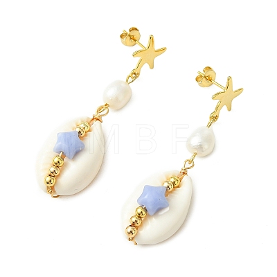 Natural Cultured Freshwater Pearl Stud Dangle Earrings for Women EJEW-JE07276-1