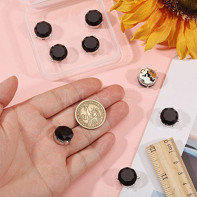 8Pcs Brass Rhinestone Cufflinks BUTT-GL0001-08A-1