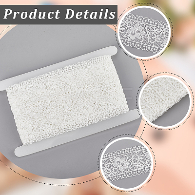 5 Yards Polyester Flower Lace Trim Ribbons SRIB-CY0001-05-1