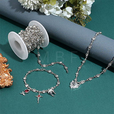 4 Yards Alloy Rhinestone Link Chains LCHA-PH0001-02P-1