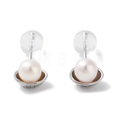 Natural Pearl Stud Earrings for Women EJEW-C083-06P-1