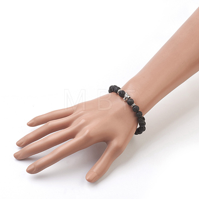 Natural Lava Rock Beads Stretch Bracelets BJEW-JB03850-04-1