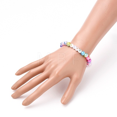 Round Acrylic Imitation Pearl  Stretch Beaded Bracelets BJEW-JB05717-1