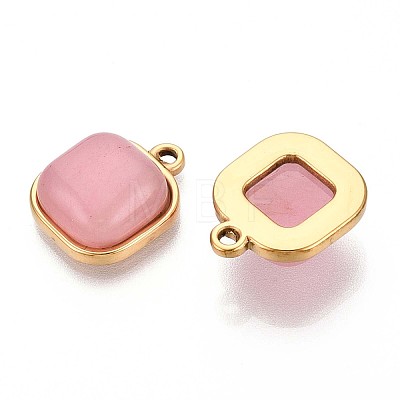 Natural Rose Quartz Square Pendants STAS-N109-211C-G-1