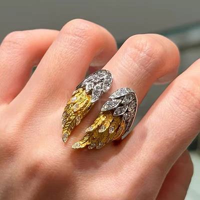 Alloy Rhinestone Cuff Open Rings WGEE099-01-1