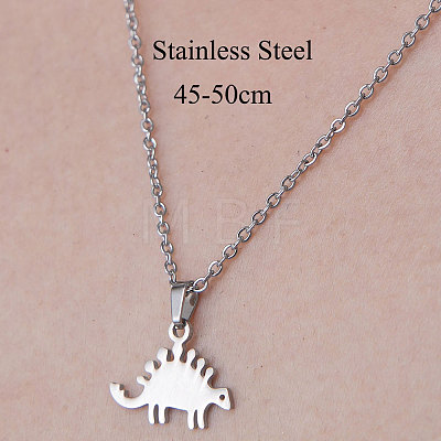 201 Stainless Steel Dinosaur Pendant Necklace NJEW-OY001-25-1