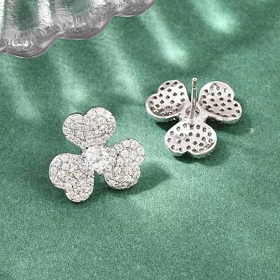 Brass Micro Pave Cubic Zirconia Stud Earrings EJEW-G471-51P-1