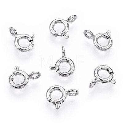 Rhodium Plated 925 Sterling Silver Spring Ring Clasps STER-T004-81A-P-1