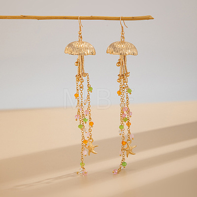 Alloy Jellyfish Tassel Dangle Earrings FS-WGBA216-04-1