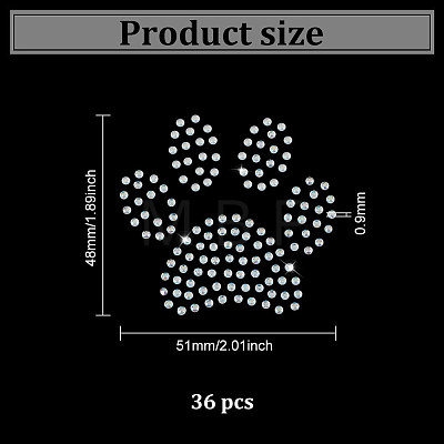 Paw Print Hotfix Glass Rhinestone DIY-WH0453-71B-01-1