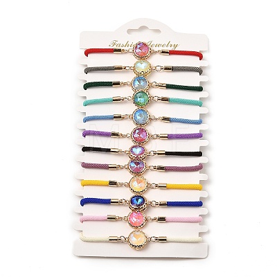 12Pcs 12 Colors Polyester Bracelets BJEW-P340-08G-1