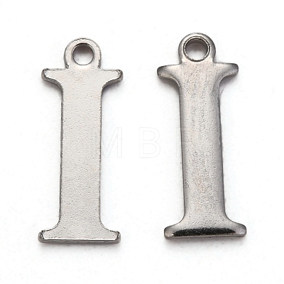 Tarnish Resistant 304 Stainless Steel Alphabet Charms STAS-H122-I-P-1