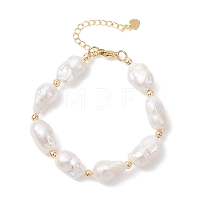 Natural Baroque Pearl Keshi Pearl Beaded Bracelets BJEW-JB13336-1