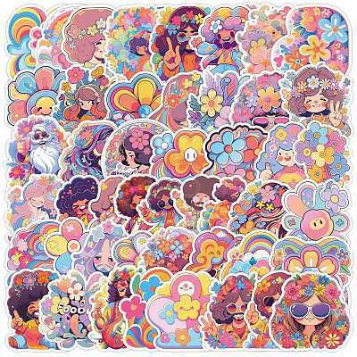 50Pcs Flower Waterproof PVC Cartoon Stickers PW-WG29182-01-1