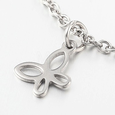 Butterfly Stainless Steel Pendant Anklets AJEW-AN00104-02-1