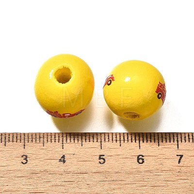 Valentine's Day Element Printed Wood Beads WOOD-R002-01-25-1